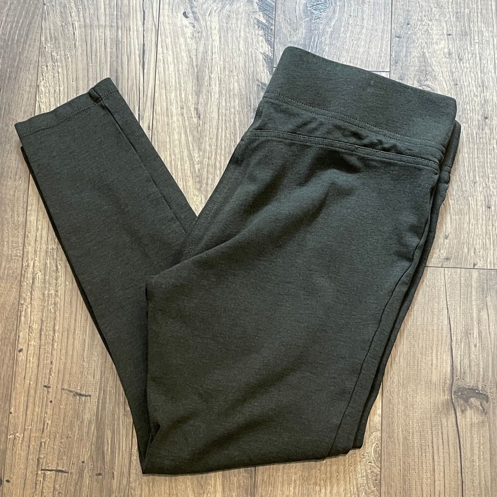 Loft Womens Dark Olive Green Ponte Knit Leggings Tapered Ankle Pants Size Medium